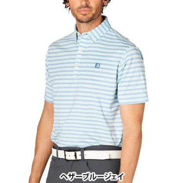 フットジョイ FootJoy　メンズ ヘザーストライプ 半袖 ボタンダウン ポロシャツ FJ-S25-S11　2025年モデル 詳細2