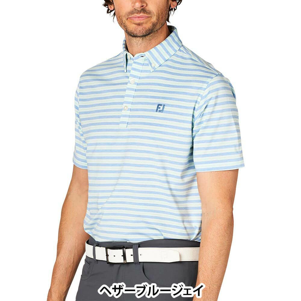 フットジョイ FootJoy　メンズ ヘザーストライプ 半袖 ボタンダウン ポロシャツ FJ-S25-S11　2025年モデル 詳細2