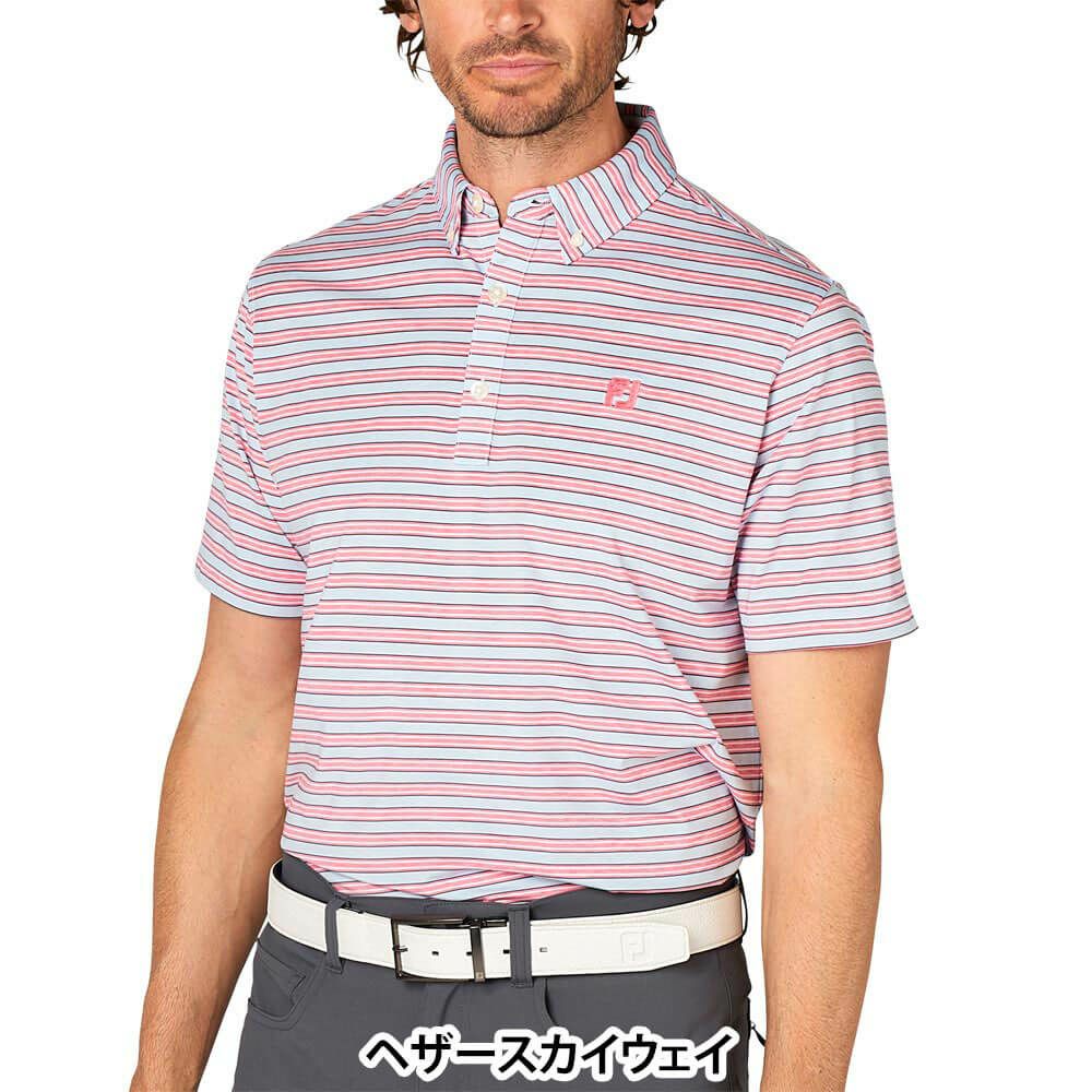 フットジョイ FootJoy　メンズ ヘザーストライプ 半袖 ボタンダウン ポロシャツ FJ-S25-S11　2025年モデル 詳細5