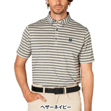フットジョイ FootJoy　メンズ ヘザーストライプ 半袖 ボタンダウン ポロシャツ FJ-S25-S11　2025年モデル 詳細8