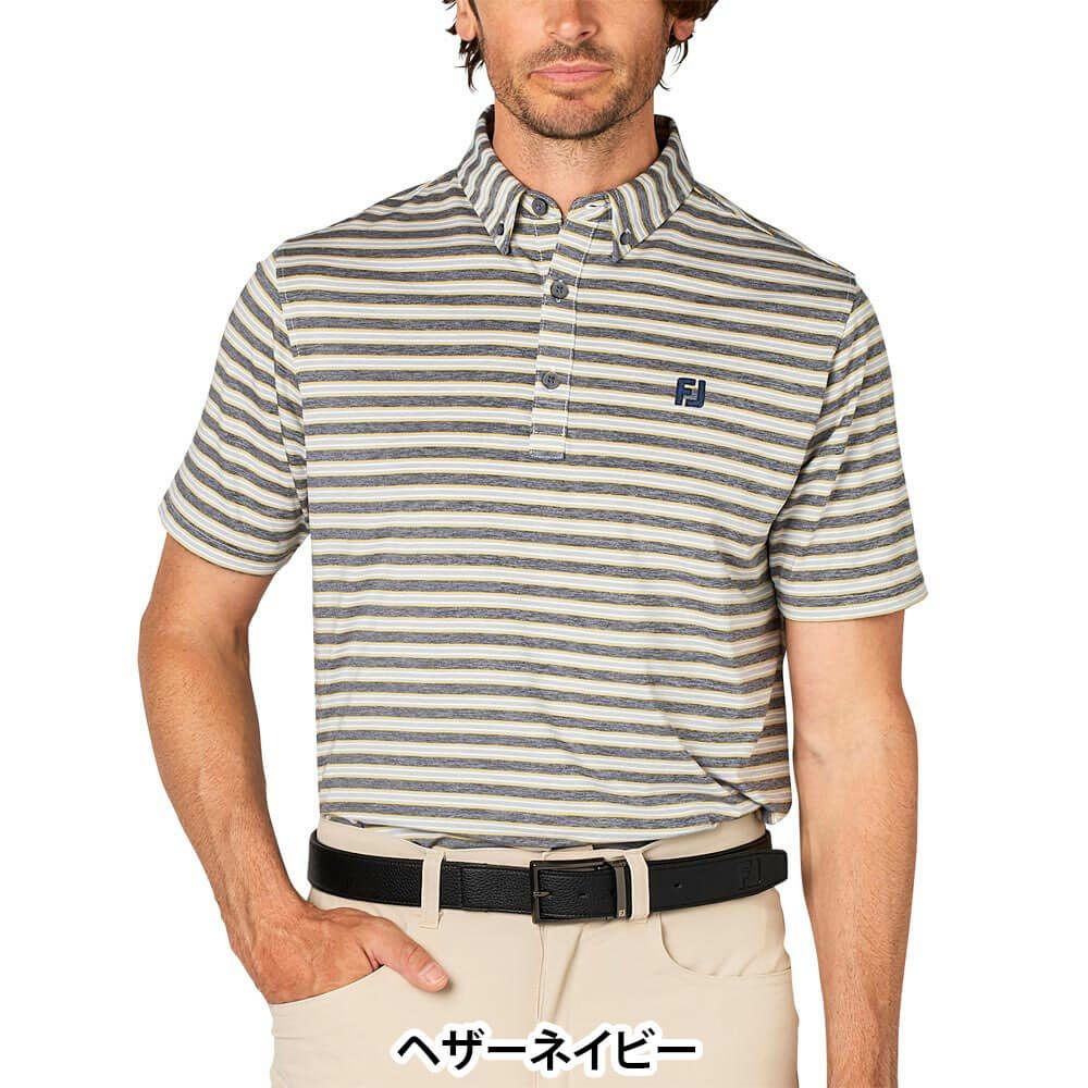 フットジョイ FootJoy　メンズ ヘザーストライプ 半袖 ボタンダウン ポロシャツ FJ-S25-S11　2025年モデル 詳細8