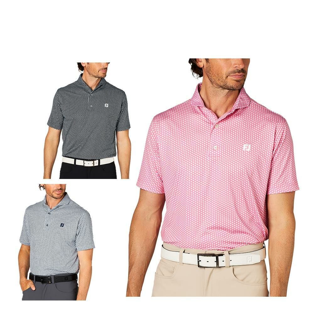 フットジョイ FootJoy　メンズ ジオメトリックプリント ワイドカラー 半袖 ポロシャツ FJ-S25-S12　2025年モデル
