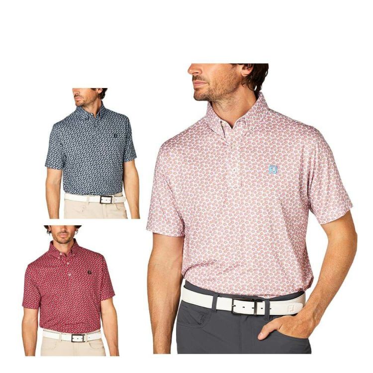 フットジョイ FootJoy メンズ フラワープリント 半袖 ボタンダウン