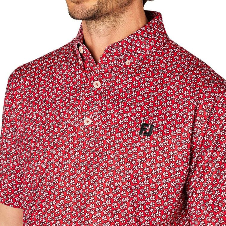 フットジョイ FootJoy メンズ フラワープリント 半袖 ボタンダウン