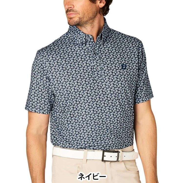 フットジョイ ヘザーストライプ半袖ボタンダウンシャツ FJ-F25-S11 メンズ ゴルフウェア FOOTJOY 2025春夏モデル 日本正規品 フットジョイ FootJoy メンズ フラワープリント 半袖 ボタンダウン