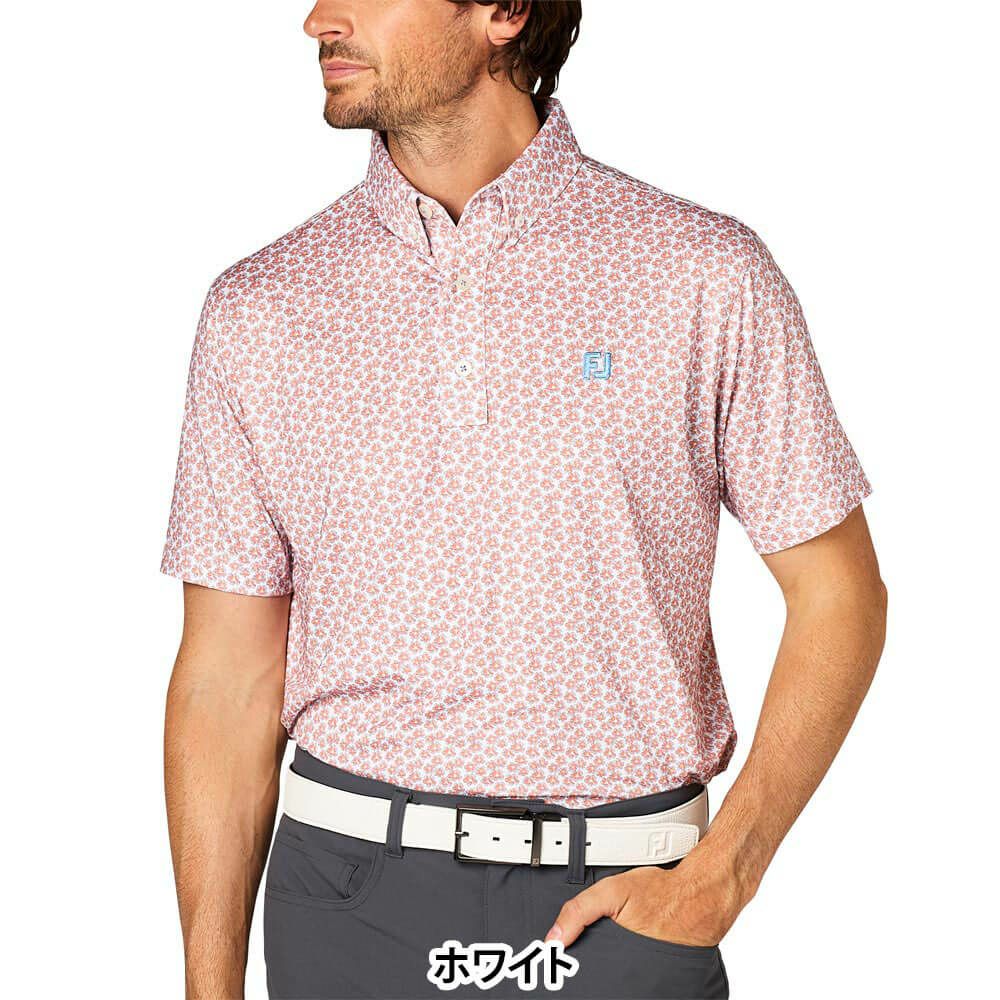 フットジョイ FootJoy　メンズ フラワープリント 半袖 ボタンダウン ポロシャツ FJ-S25-S14　2025年モデル 詳細8