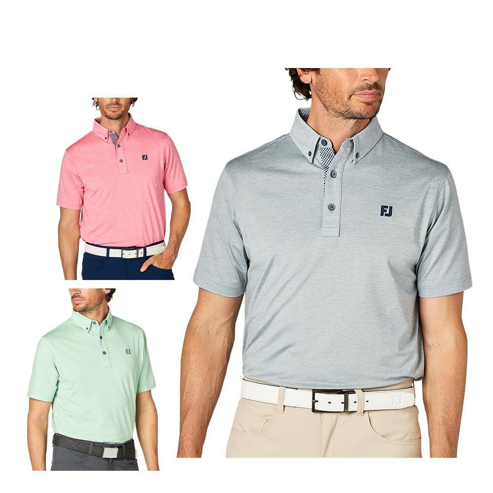 フットジョイ FootJoy　メンズ ヘザープリント 半袖 ボタンダウン ポロシャツ FJ-S25-S17　2025年モデル 詳細1