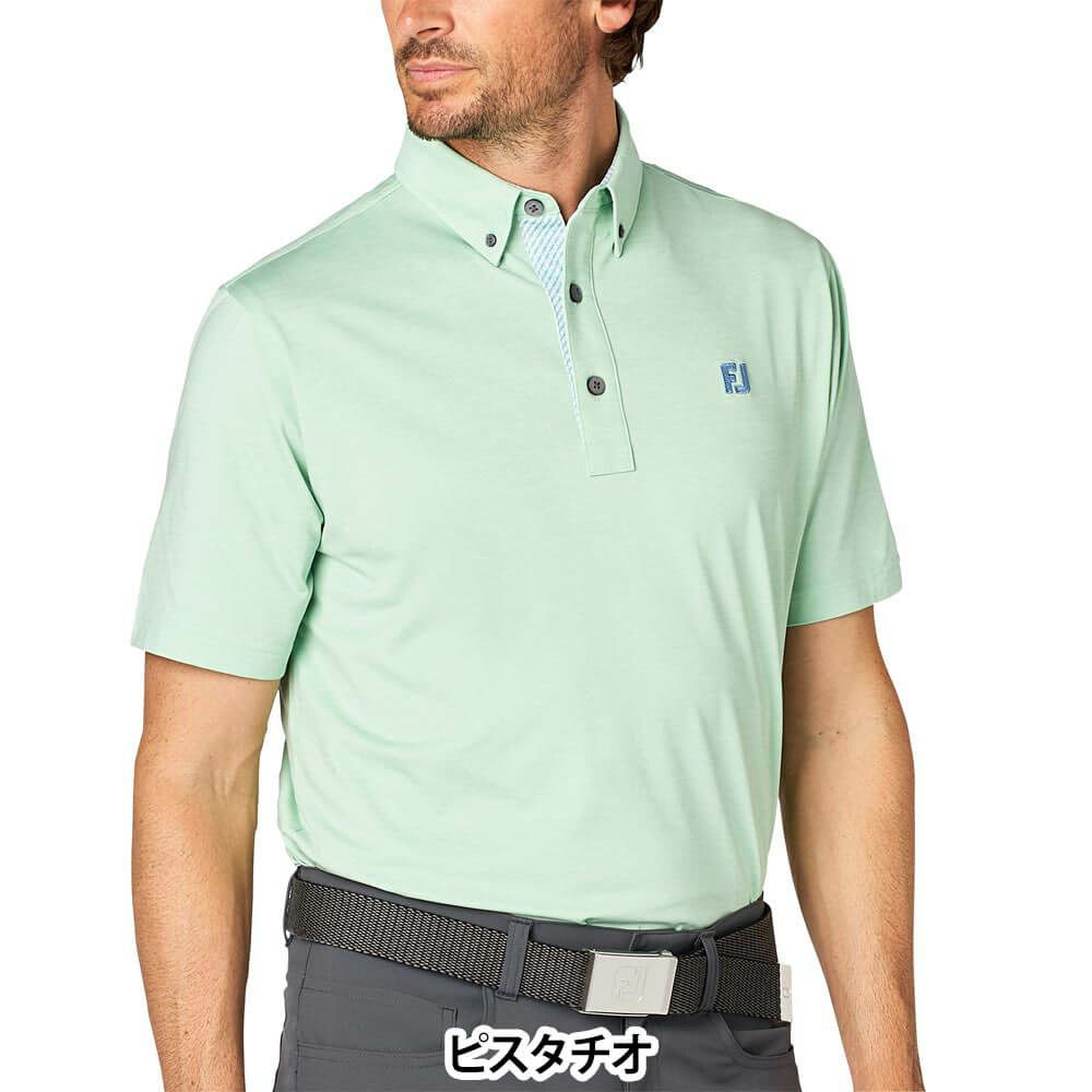 フットジョイ FootJoy　メンズ ヘザープリント 半袖 ボタンダウン ポロシャツ FJ-S25-S17　2025年モデル 詳細5