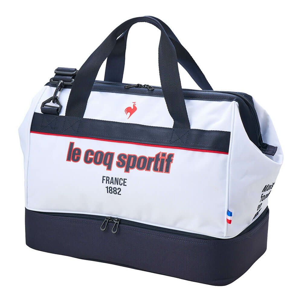 ルコック Le coq sportif　メンズ シューズ収納付き 二層式 ボストンバッグ LG5SBB00M WH ホワイト　2025年モデル ホワイト