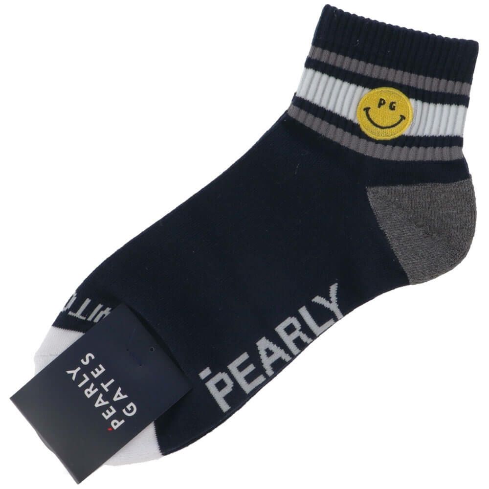 パーリーゲイツ PEARLY GATES　メンズ ライン ショートソックス 053-5186303 120 ネイビー　2025年モデル ネイビー