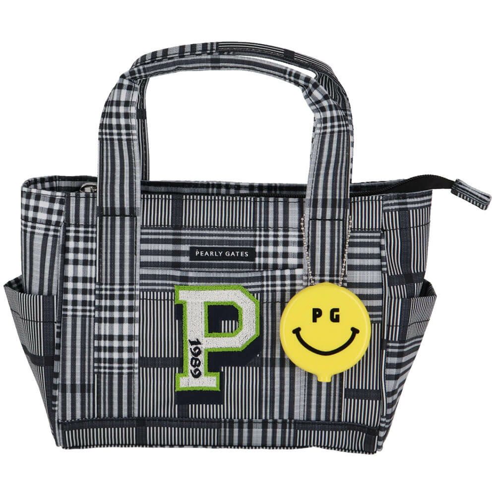 パーリーゲイツ PEARLY GATES　PG SMILEチャーム付き チェック柄 カートバッグ 053-5181203 031 ホワイト　2025年モデル