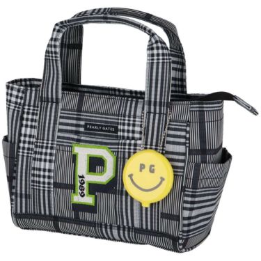 パーリーゲイツ PEARLY GATES　PG SMILEチャーム付き チェック柄 カートバッグ 053-5181203 031 ホワイト　2025年モデル 詳細2
