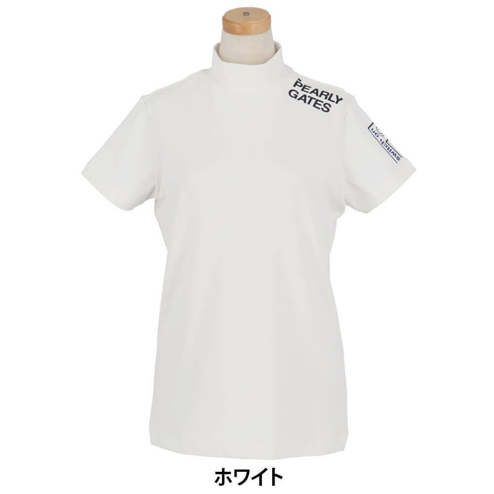 パーリーゲイツ PEARLY GATES　レディース ロゴプリント ストレッチ 半袖 ハイネック シャツ 055-5167302　2025年モデル 詳細2
