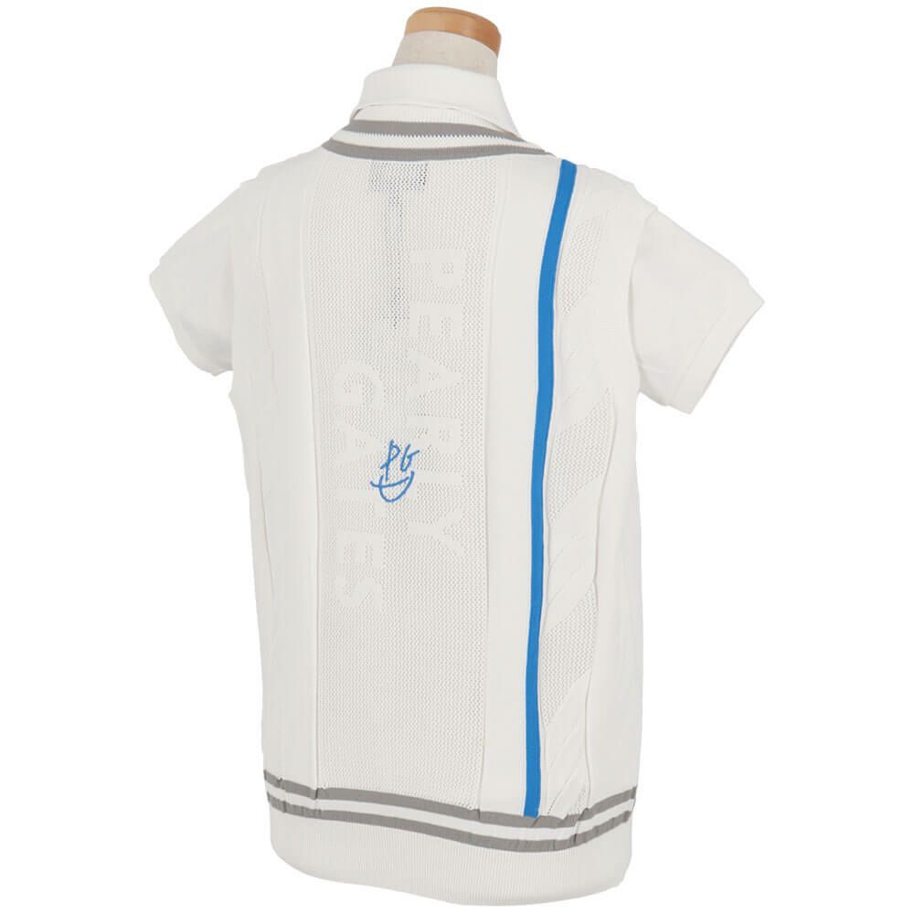 パーリーゲイツ PEARLY GATES　レディース ケーブル編み 配色ライン Vネック ニット ベスト 055-5173202　2025年モデル 詳細2