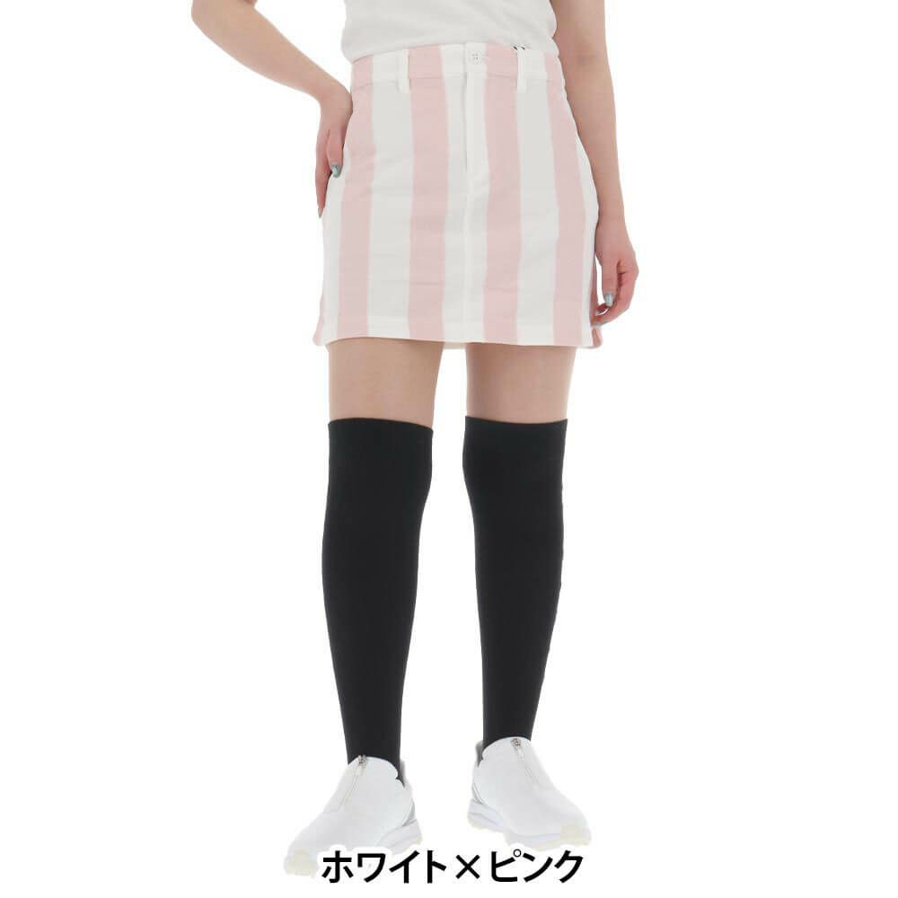 PEARLY GATES ピンク ストライプ スカート パーリーゲイツ スカート ピンク 斜め細ストライプ ロゴネイビー