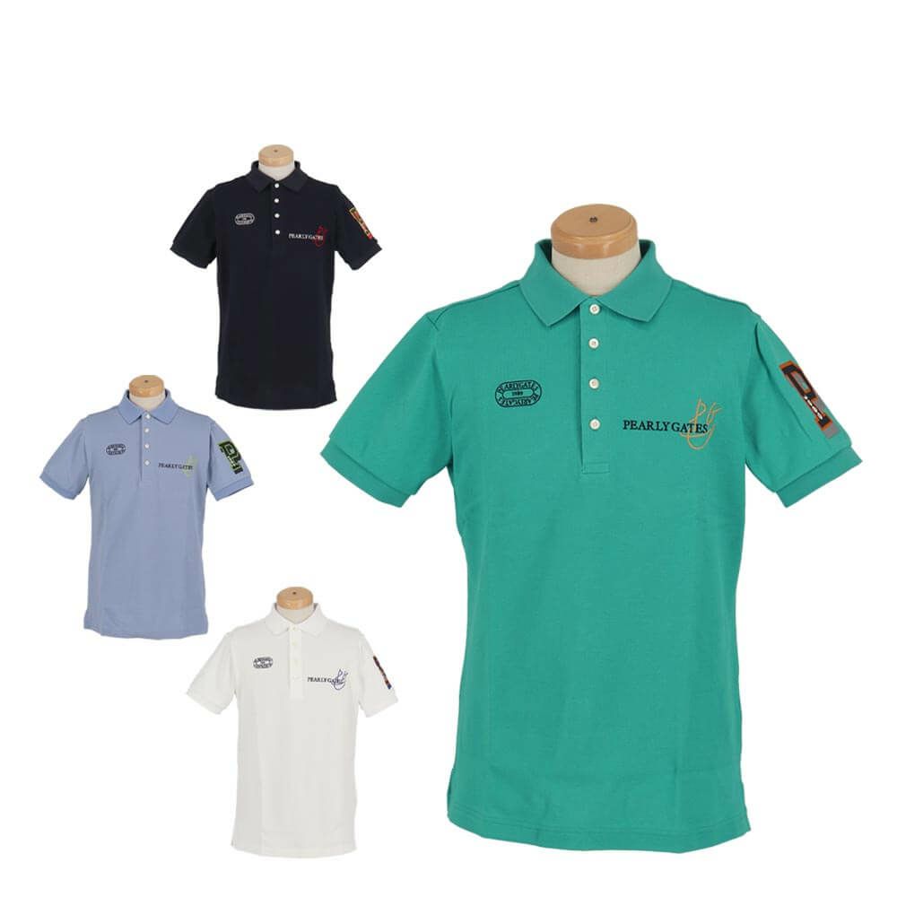 パーリーゲイツ PEARLY GATES　メンズ 鹿の子 ロゴデザイン 半袖 ポロシャツ 053-5160201　2025年モデル