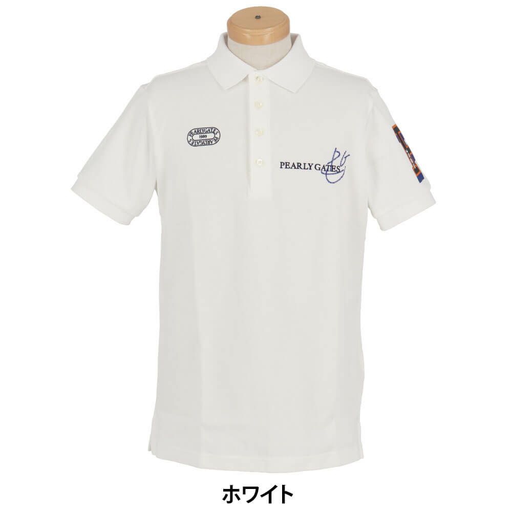 パーリーゲイツ PEARLY GATES　メンズ 鹿の子 ロゴデザイン 半袖 ポロシャツ 053-5160201　2025年モデル 詳細2