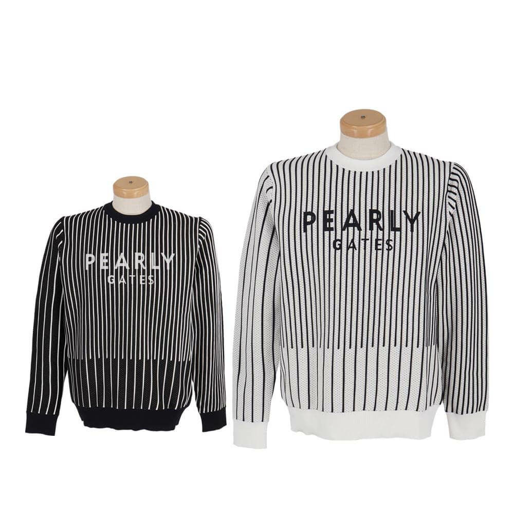 パーリーゲイツ PEARLY GATES　メンズ ストライプ柄 長袖 クルーネック セーター 053-5170301　2025年モデル