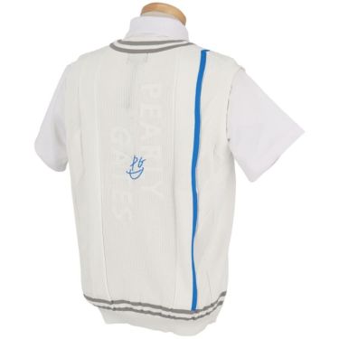パーリーゲイツ PEARLY GATES　メンズ ケーブル編み 配色ライン Vネック ニット ベスト 053-5173201　2025年モデル 詳細3