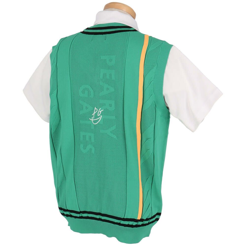 パーリーゲイツ PEARLY GATES　メンズ ケーブル編み 配色ライン Vネック ニット ベスト 053-5173201　2025年モデル 詳細9