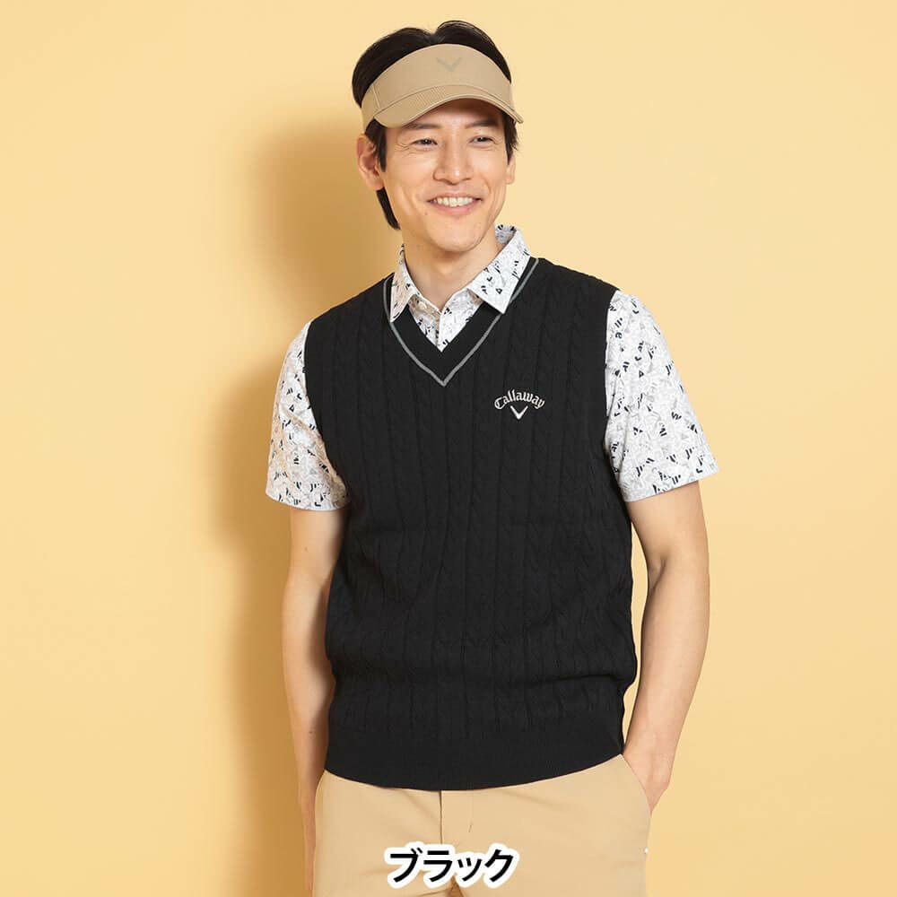 キャロウェイ Callaway　メンズ ヘリンボーン Vネック ニット ベスト C25119100　2025年モデル 詳細1
