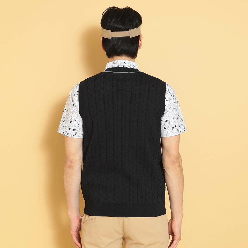 キャロウェイ Callaway　メンズ ヘリンボーン Vネック ニット ベスト C25119100　2025年モデル 詳細1