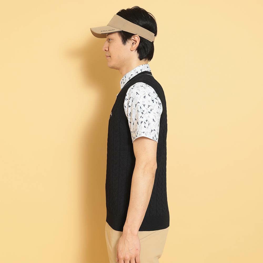 キャロウェイ Callaway　メンズ ヘリンボーン Vネック ニット ベスト C25119100　2025年モデル 詳細1