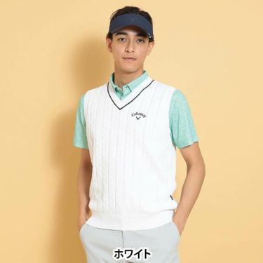 キャロウェイ Callaway　メンズ ヘリンボーン Vネック ニット ベスト C25119100　2025年モデル 詳細1