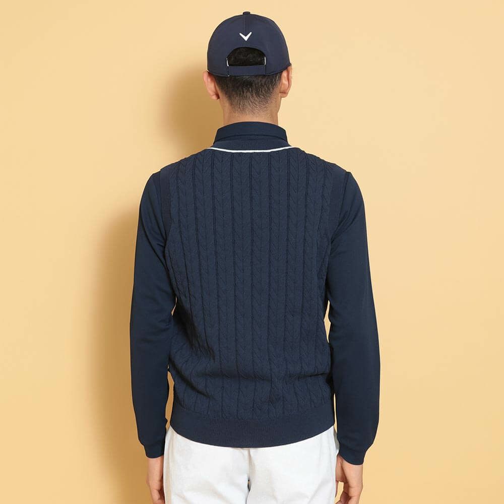 キャロウェイ Callaway　メンズ ヘリンボーン Vネック ニット ベスト C25119100　2025年モデル 詳細1