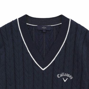 キャロウェイ Callaway　メンズ ヘリンボーン Vネック ニット ベスト C25119100　2025年モデル 詳細1