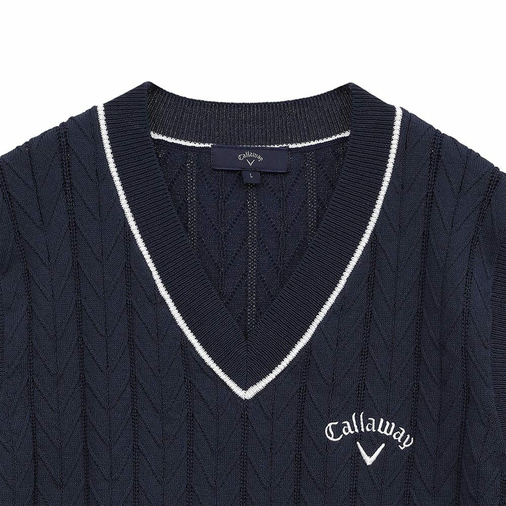 キャロウェイ Callaway　メンズ ヘリンボーン Vネック ニット ベスト C25119100　2025年モデル 詳細1
