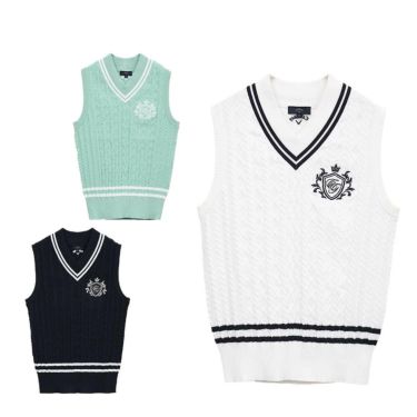 キャロウェイ レディース Vネック ケーブルニット ベスト C25119200　2025年モデル 詳細1