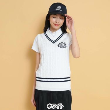 キャロウェイ レディース Vネック ケーブルニット ベスト C25119200　2025年モデル 詳細1