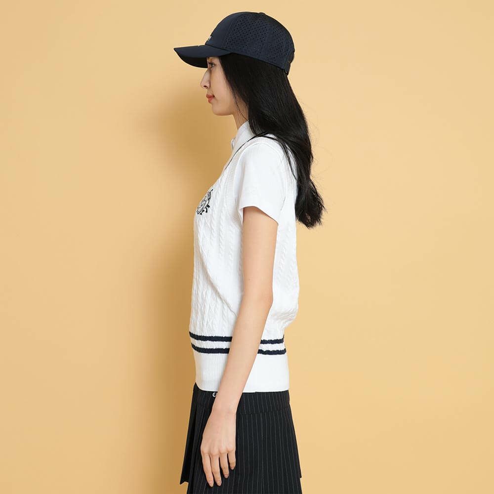 キャロウェイ レディース Vネック ケーブルニット ベスト C25119200　2025年モデル 詳細1