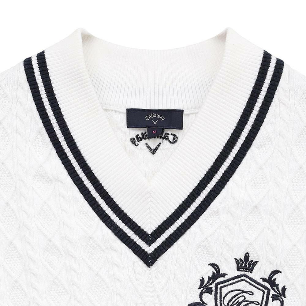 キャロウェイ レディース Vネック ケーブルニット ベスト C25119200　2025年モデル 詳細1