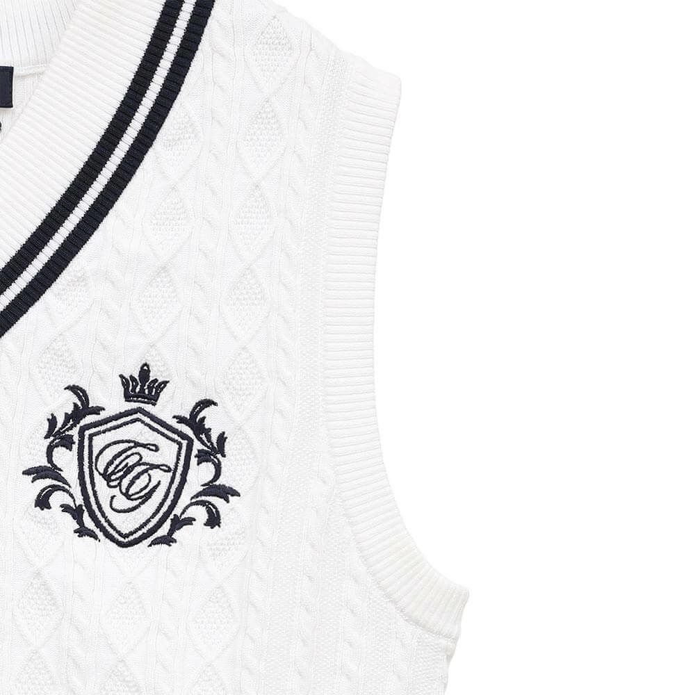 キャロウェイ レディース Vネック ケーブルニット ベスト C25119200　2025年モデル 詳細1