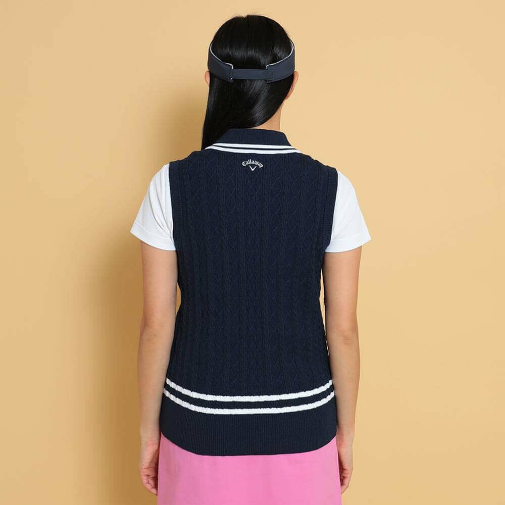 キャロウェイ レディース Vネック ケーブルニット ベスト C25119200　2025年モデル 詳細1