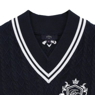 キャロウェイ レディース Vネック ケーブルニット ベスト C25119200　2025年モデル 詳細1