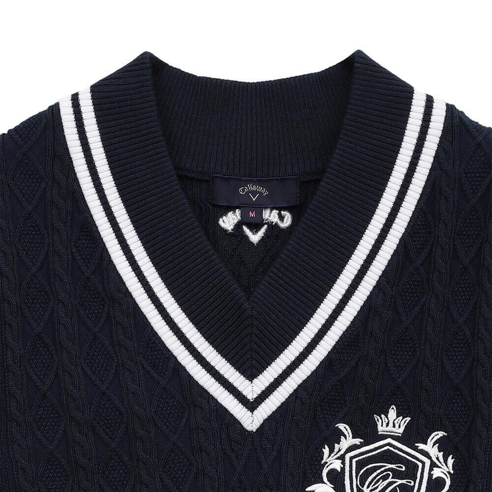 キャロウェイ レディース Vネック ケーブルニット ベスト C25119200　2025年モデル 詳細1