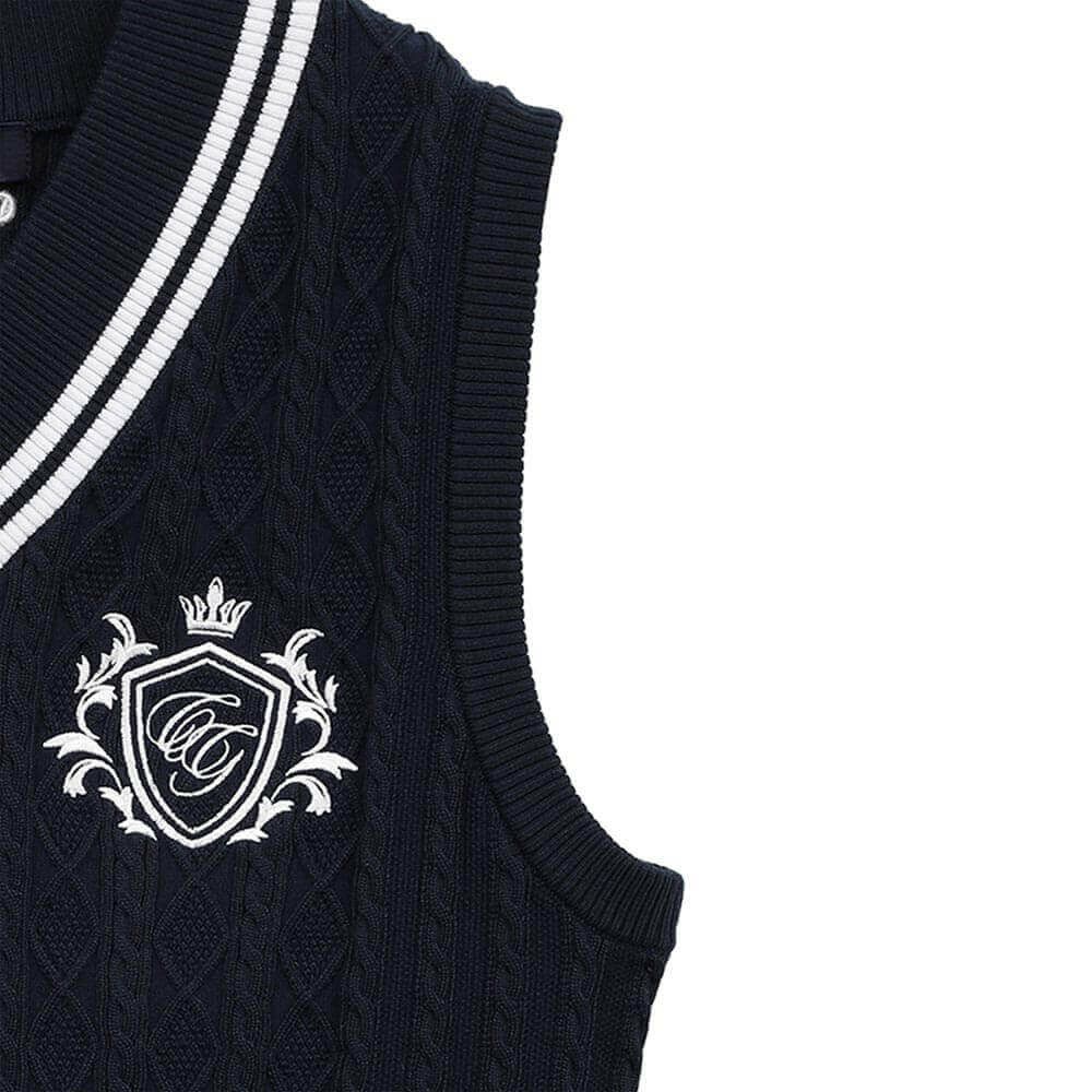 キャロウェイ レディース Vネック ケーブルニット ベスト C25119200　2025年モデル 詳細1