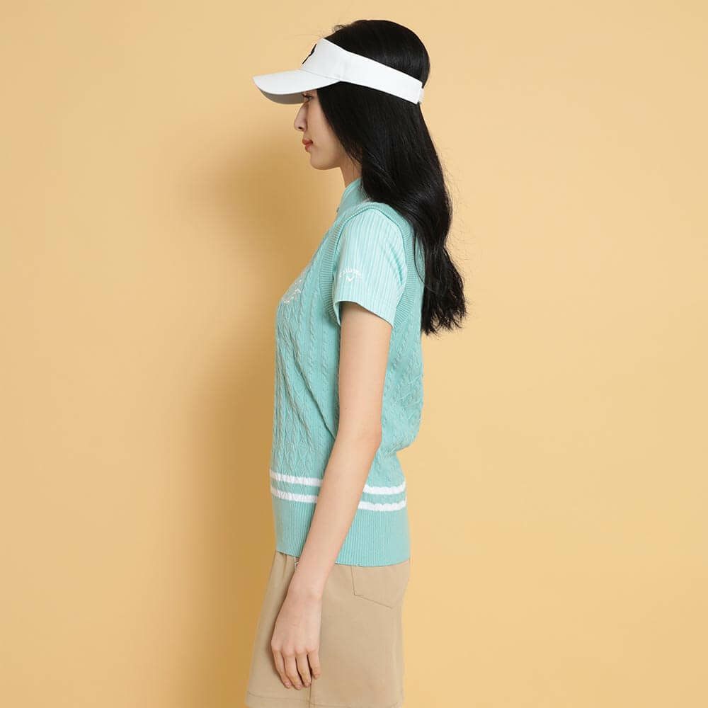 キャロウェイ レディース Vネック ケーブルニット ベスト C25119200　2025年モデル 詳細1