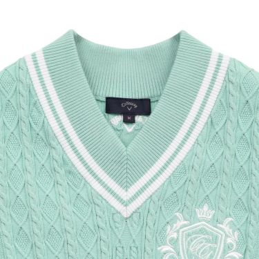 キャロウェイ レディース Vネック ケーブルニット ベスト C25119200　2025年モデル 詳細1