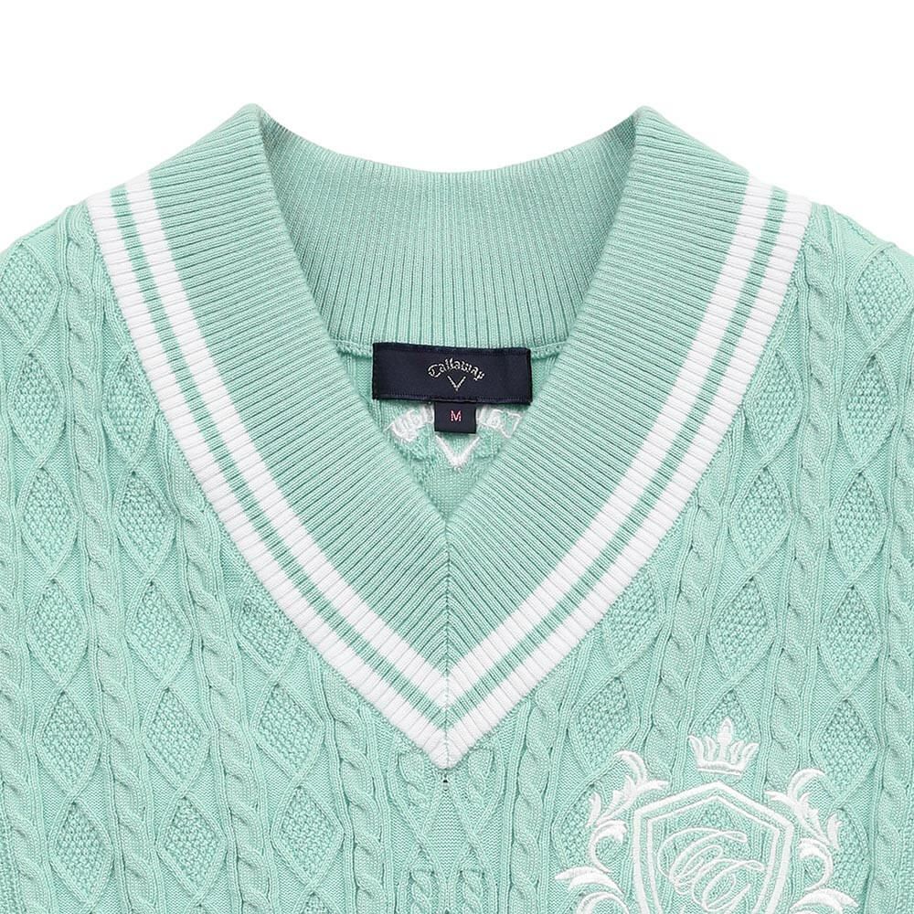 キャロウェイ レディース Vネック ケーブルニット ベスト C25119200　2025年モデル 詳細1