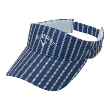 キャロウェイ Callaway　レディース ストライプ柄 バイザー C25191207 1120 ネイビー　2025年モデル ネイビー