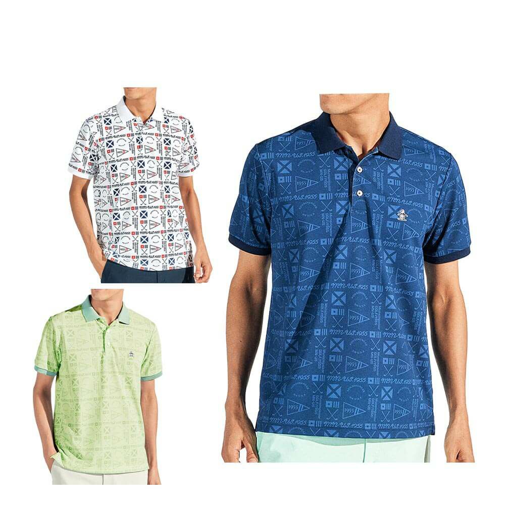 マンシングウェア Munsingwear　メンズ サンスクリーン グラフィック総柄プリント 半袖 ポロシャツ MG5SHS40M　2025年モデル