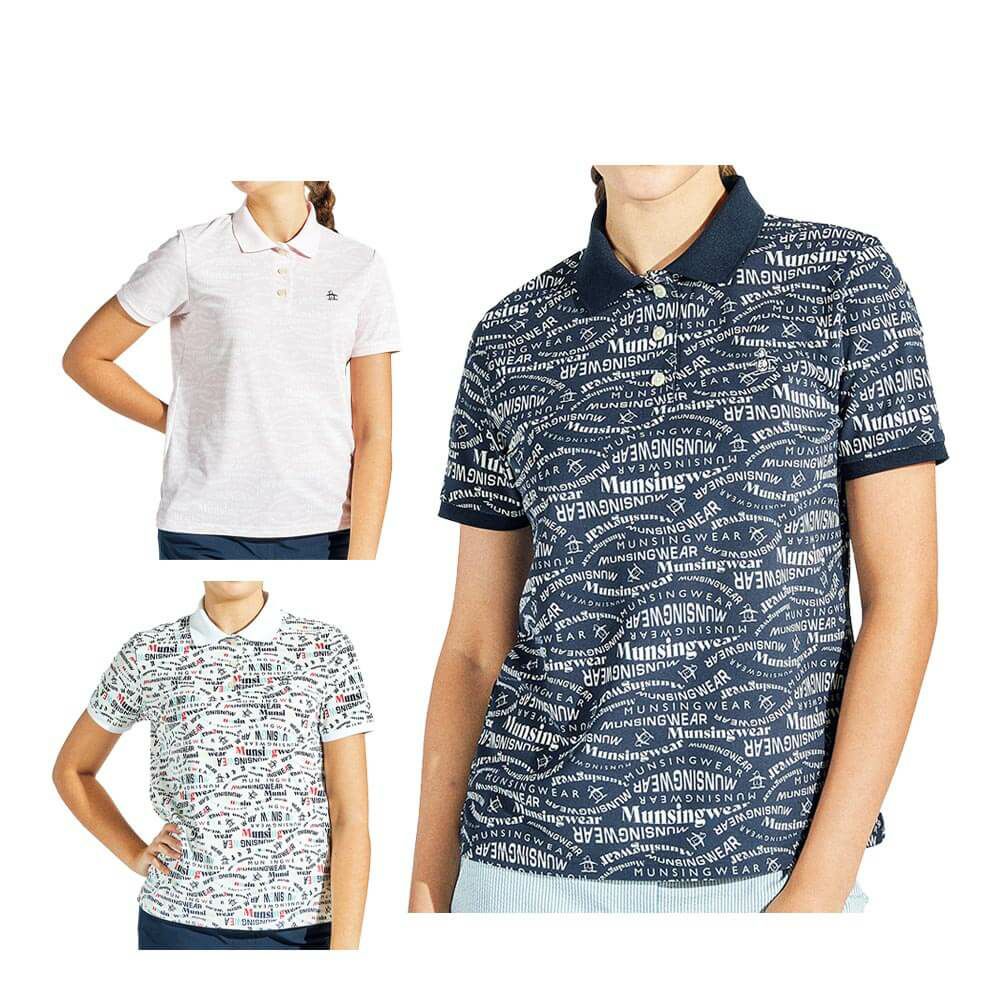 マンシングウェア Munsingwear　レディース サンスクリーン マルチロゴ総柄プリント 半袖 ポロシャツ MG5SHS84L　2025年モデル 詳細1