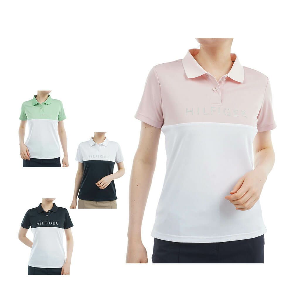 トミー ヒルフィガー ゴルフ　レディース コントラストカラー 半袖 ロゴ ポロシャツ THLA530　2025年モデル