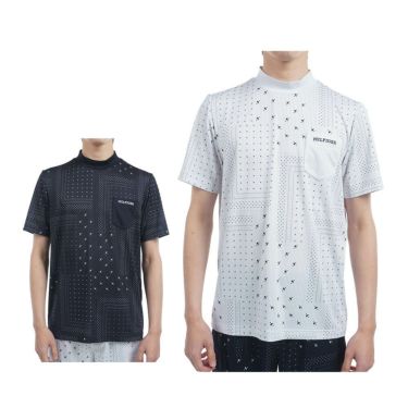 トミー ヒルフィガー ゴルフ　メンズ バンダナプリント 半袖 モックネックシャツ THMA524　2025年モデル