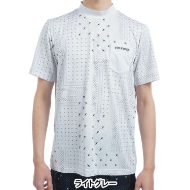 トミー ヒルフィガー ゴルフ　メンズ バンダナプリント 半袖 モックネックシャツ THMA524　2025年モデル 詳細2