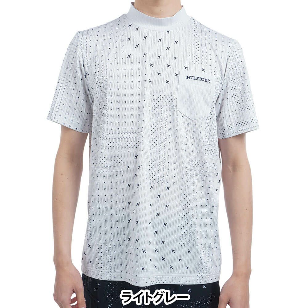 トミー ヒルフィガー ゴルフ　メンズ バンダナプリント 半袖 モックネックシャツ THMA524　2025年モデル 詳細2